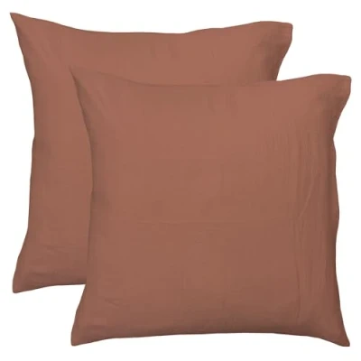Afbeelding van MATT &amp; ROSE Set van 2 kussenslopen, effen, katoenen gaas, 65 x cm, 100% katoen, Oeko Tex, kussensloop terracotta