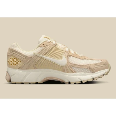 Afbeelding van Nike Sportswear ZOOM Vomero 5 Sneakers laag, Dames, Maat: 38.5, Beach/sail/light khaki/pale ivory Leer/ synthetisch