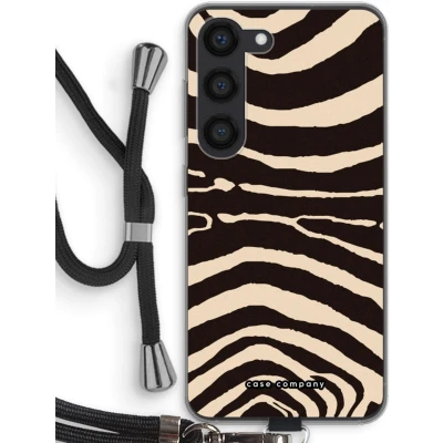 Afbeelding van Case Company® hoesje met Koord geschikt voor Samsung Galaxy S23 Arizona Zebra Telefoonhoesje Zwart Bescherming aan alle Kanten en Over de Schermrand