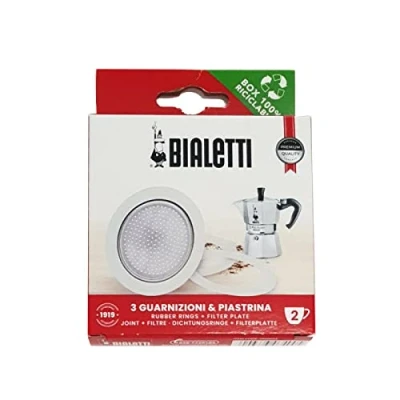 Image de Bialetti Joint et filtre Moka/Dama (2 tasses), aluminium, couleur blanche (0800002)
