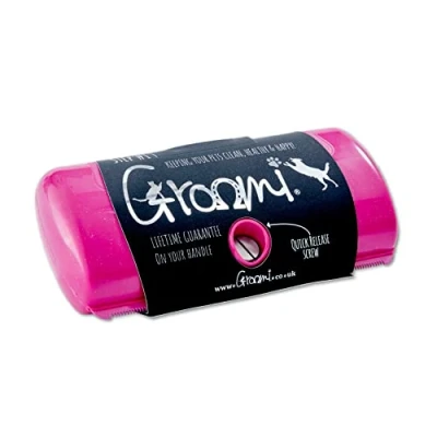 Afbeelding van Groomi Tool Dierenvergieten Borstel met RVS Grooming Kam, Geschikt voor Honden, Katten, Paarden &amp; Meer Diamant Roze