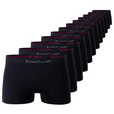 Afbeelding van Vincent Creation Set van 12 naadloze boxershorts voor heren, retrostijl, zachte en soepele microvezel, zwart.