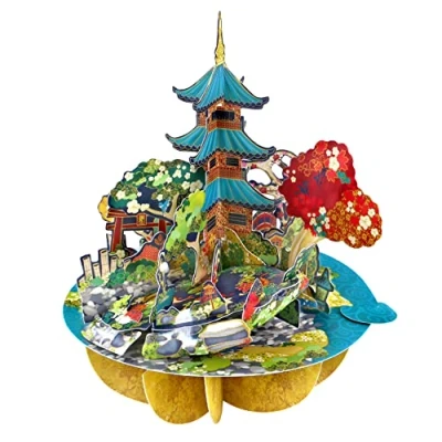 Afbeelding van SANTORO Pirouette 3D pop up wenskaart Japanse tuin voor haar, verjaardag, Moederdag, Vaderdag