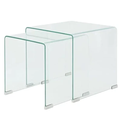Afbeelding van Bijzettafel set 2 dlg transparant gehard glas