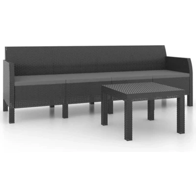 Afbeelding van vidaXL 2 delige Loungeset met kussens PP rattan antracietkleurig