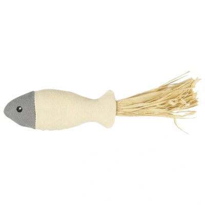 Afbeelding van Flamingo Natural Fun Vis Kattenspeelgoed 20 cm Grijs Beige