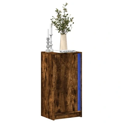 Afbeelding van Dressoir met LED 42,5x34x85 cm bewerkt hout gerookt eikenkleur