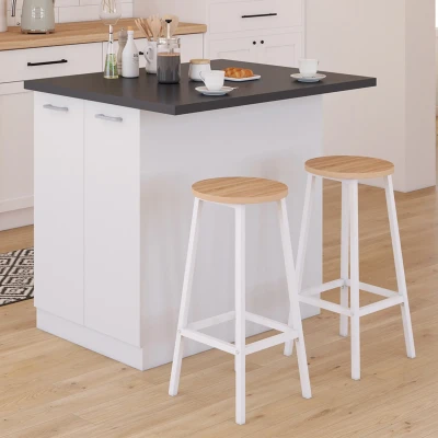 Image de Ilot central IVO 120 cm blanc avec plan de travail gris anthracite