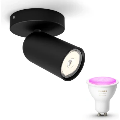 Afbeelding van Philips myLiving Pongee Opbouwspot White &amp; Color Ambiance GU10 1 Hue Lamp Wit en Gekleurd Licht Dimbare Plafondspots