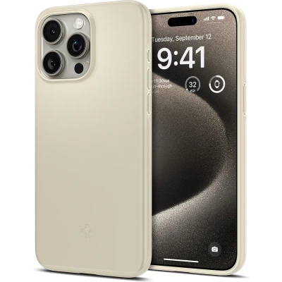 Afbeelding van Spigen Thin Fit Hoesje voor de Apple iPhone 15 Pro Max Back Cover Beige