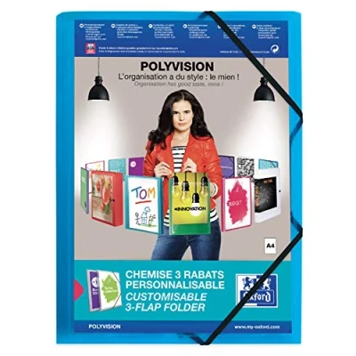Afbeelding van OXFORD Polyvision elastomap, formaat A4, uit PP, transparant blauw elastomap
