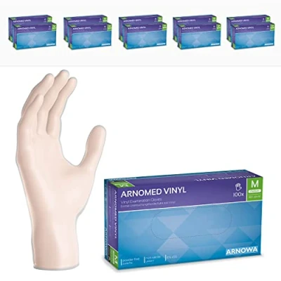 Image de gants jetables ARNOMED en vinyle M, 1000 pièces (10 boîtes), gant non poudre, jetable, vinyle, boite de jetables, disponibles tailles S, L &amp; XL, hygiene