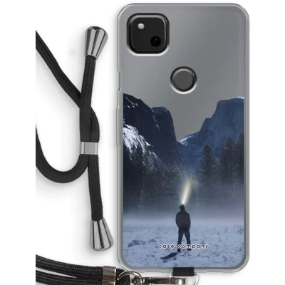 Afbeelding van Case Company® hoesje met Koord geschikt voor Google Pixel 4a Wanderlust Telefoonhoesje Zwart Bescherming aan alle Kanten en Over de Schermrand