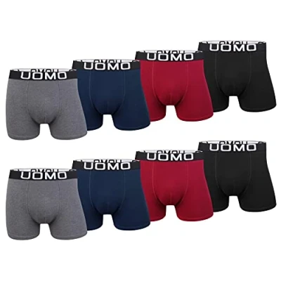 Afbeelding van L&amp;K set van 8/12 retro boxershorts voor heren, katoen, met voordeelverpakking, maten M tot 5XL, zwart, comfortabele pasvorm zonder krassend etiket, 1119, 8 We