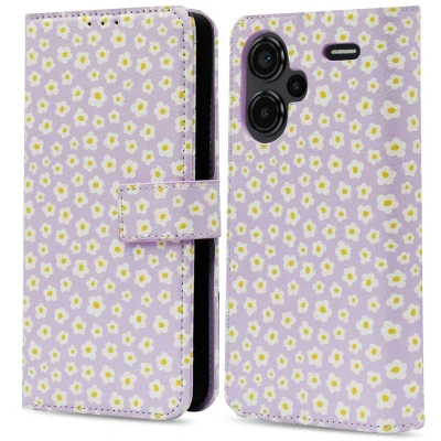 Afbeelding van imoshion Hoesje Geschikt voor Xiaomi Redmi Note 13 Pro Plus (5G) Met Pasjeshouder Design Bookcase smartphone Paars / White Daisy