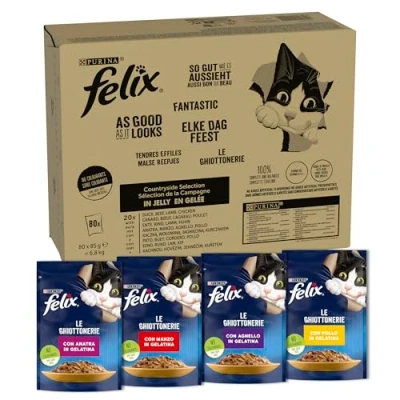 Afbeelding van 80 x 85 vlees Mix I Rund, Kip, Eend, Lam Felix Kattenvoer
