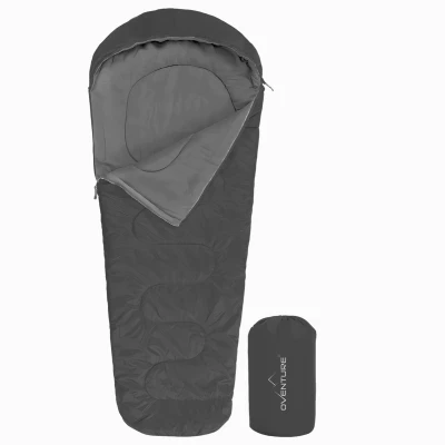 Afbeelding van Oventure mummy slaapzak SleepPlus grijs Comfort tot 6 C Lichtgewicht en compact Voor kamperen backpacken