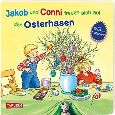 Afbeelding van Jakob und Conni freuen sich auf den Osterhasen