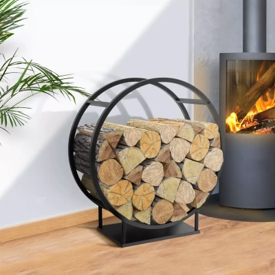 Afbeelding van Rond houtrek 70 x 30 74 cm in zwart staal