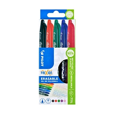 Afbeelding van Pilot Frixion Balpen, uitwisbaar, 0,7 mm, zwart/rood/groen/paars/roze
