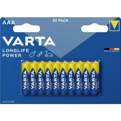 Afbeelding van Varta Batterij Alkaline, Micro, AAA, LR03, 1.5V Longlife Power, Retail blisterverpakking (20 pack)