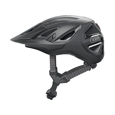 Afbeelding van ABUS Stadthelm Urban I 3.0 ACE Sportieve fietshelm met led achterlicht, verlengd vizier en magneetsluiting, voor dames heren, zwart, maat M