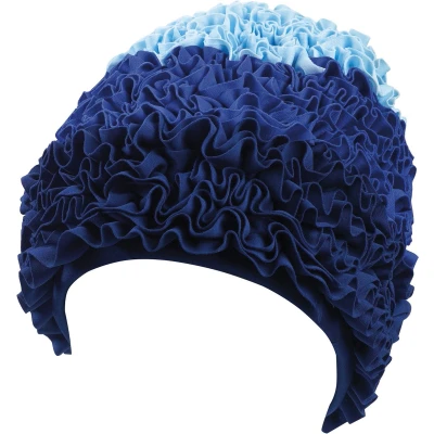 Afbeelding van BECO dames franje badmuts, stof, blauw/bont