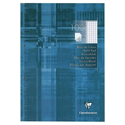Image de Clairefontaine 5812C Un Bloc de Cours Encollé Perforé Bleu Cobalt A4 21x29,7 cm 200 Pages Petits Carreaux Papier Blanc 90 g Couverture Carte Pelliculée