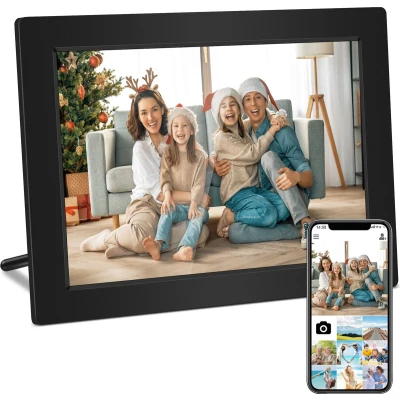 Afbeelding van Lipa X80 Digitale fotolijst 10.1 Inch Frameo app Met Wifi fotolijsten Fotokader standaard Muurbevestiging Android 11 IPS touchscreen 32 GB Bluetooth en MicroSD Zwart