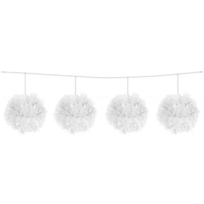 Image de Pompom pendulum blanc 12cm 4 pièces