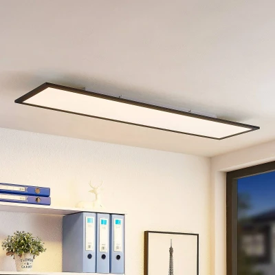 Afbeelding van Lindby LED plafondlamp met dimmer 1licht aluminium, kunststof H: 5.2 cm zwart, wit Inclusief lichtbron