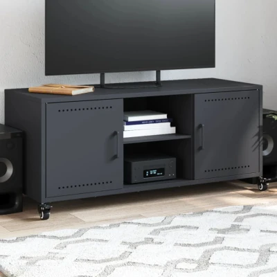 Afbeelding van Tv meubel 100,5x39x43,5 cm koudgewalst staal antracietkleurig
