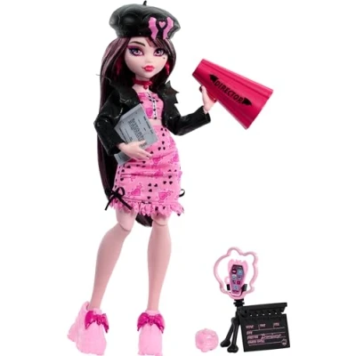 Afbeelding van Monster High Fearbook Draculaura Filmclub pop en accessoires, universiteitsjas, jaarboek, scenario filmaccessoires