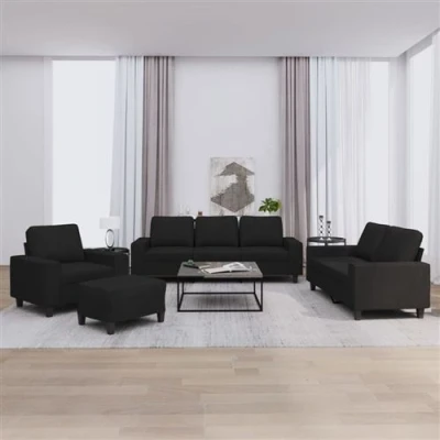 Afbeelding van vidaXL 4 delige Loungeset stof zwart