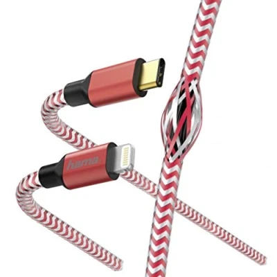 Afbeelding van Hama Snellaad /gegevenskabel &quot;Reflective&quot;, USB C Lightning, 1,5 m, rood