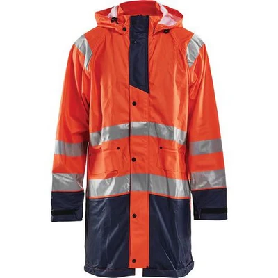 Image de Veste de pluie haute visibilité niveau 1 orange fluorescent/marine
