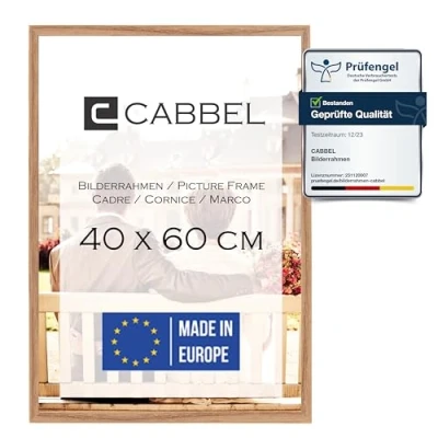 Afbeelding van CABBEL Fotolijst, mdf houten lijst, onbreekbaar plexiglas om op te hangen, ideaal voor foto&#039;s/afbeeldingen/collage, berkenhout, 40 x 60 cm