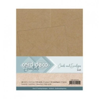 Afbeelding van A6 Cards and Envelopes 20PK Kraft