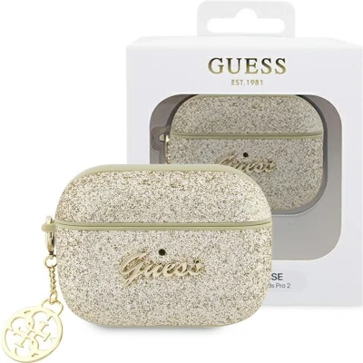 Afbeelding van Guess GUAP2GLGSHD hoesje voor AirPods Pro 2 cover goud Glitter Flake 4G Charm