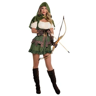 Afbeelding van Amscan Volwassen kostuum Robin hoodie, jurk, cape, riem, handschoenen, carnaval