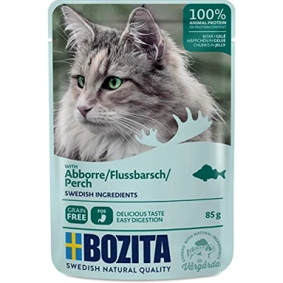 Afbeelding van 12x85g Stukjes in Gelei Pouch Rivierbaars Bozita Kattenvoer