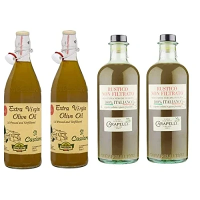 Afbeelding van Olio extra Vergine di Oliva Italiano Farchioni Il Casolare Carapelli Non Filtrato Italiaanse vierge olijfolie (4 x 1 l) keukenolie levensmiddelenolie