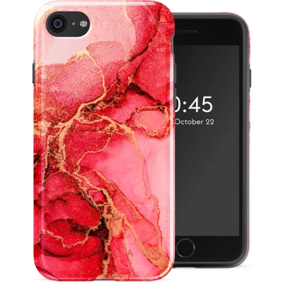 Afbeelding van Selencia Hoesje Geschikt voor iPhone SE (2022) / (2020) 8 7 Vivid Backcover Rosy Marble