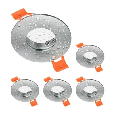 Afbeelding van ledscom.de ERID Inbouwring voor badkamer en plafond, vochtige ruimtes, badkamer, IP44, rond, aluminium mat (GU10/MR16/GU5,3/50mm), 5 stuks