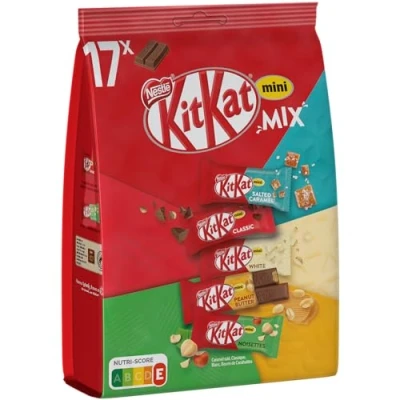Afbeelding van KitKat Mini Mix melkchocolade, wit, hazelnoten, karamel 240,9 g