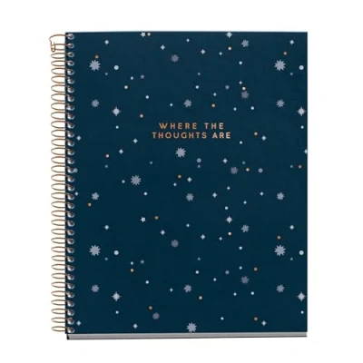 Image de Miquelrius Notebook A5 (148 x 210 mm), Rayures horizontales 7 mm, 120 feuilles de 70 g/m², couverture en carton avec détails dorés, 4 bandes couleur, spirale cuivre, collection Midnight Secrets