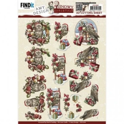Afbeelding van 3D Cutting Sheet Amy Design Snowy Christmas Owl 10 stuks