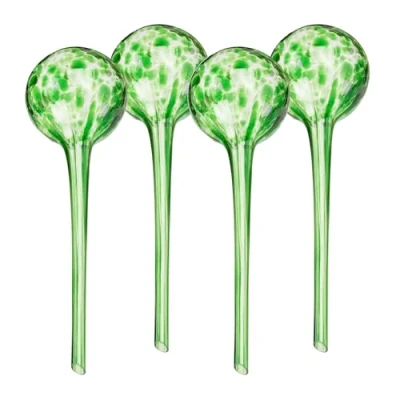 Afbeelding van Relaxdays waterdruppelaar glas set van 4 waterbol balkon en kamerplanten 350 ml groen