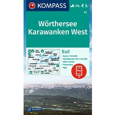 Afbeelding van KOMPASS Wanderkarte 61 Wörthersee, Karawanken West 1:50.000