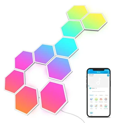 Afbeelding van Govee Glide Hexa 10 RGBIC led panelen Smart binnenwandlamp werkt met Alexa en Google Assistant Creatief decoratief zeshoekig lichtpaneel synchronisatie